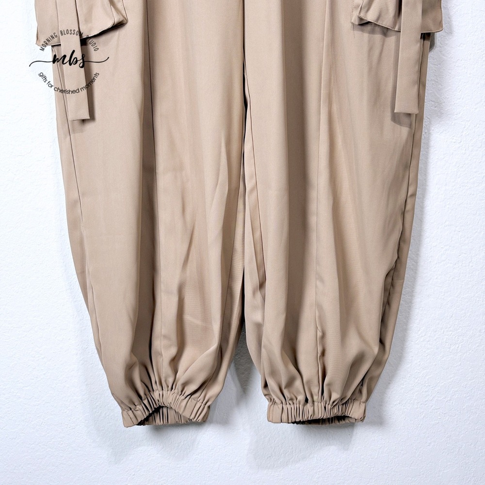Megan Renee Parachute Cargo Pants‎ Elastic Waist Tapered Jogger Tan Women 2X - Picture 3 of 8